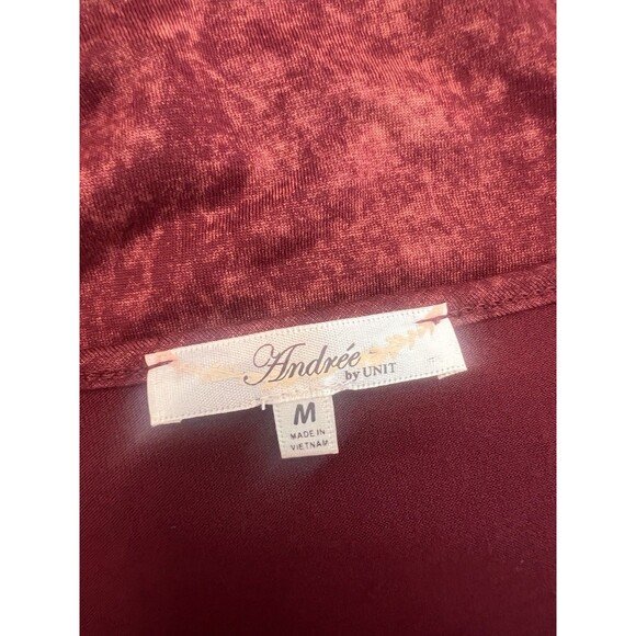 Andree by Unit Womens Red TIE DYE Peplum Top Sz Medium Bell Sleeves soft Blouse - Picture 4 of 10